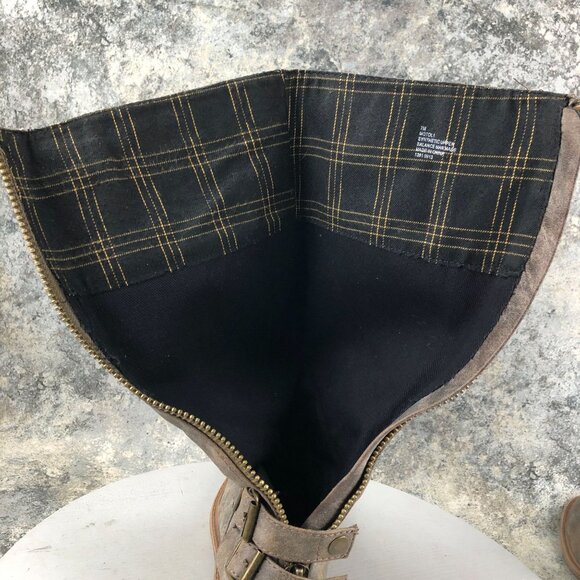 Nine West Women's Size 7M MOTOL1 Brown Faux Leather Back Zip Harness Boots *FLAW - Picture 16 of 16